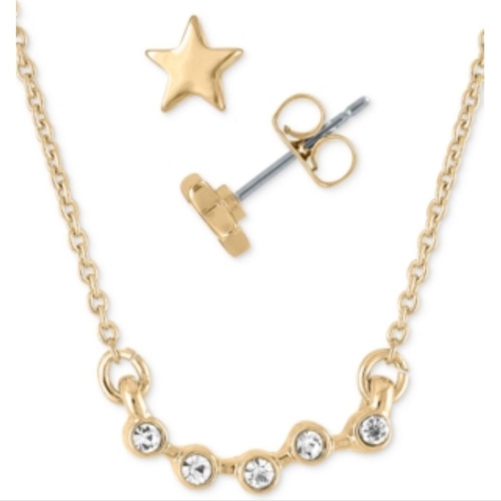 Rachel Roy Gold-Tone Star Stud Earrings & Crystal Pendant Necklace Gift Set